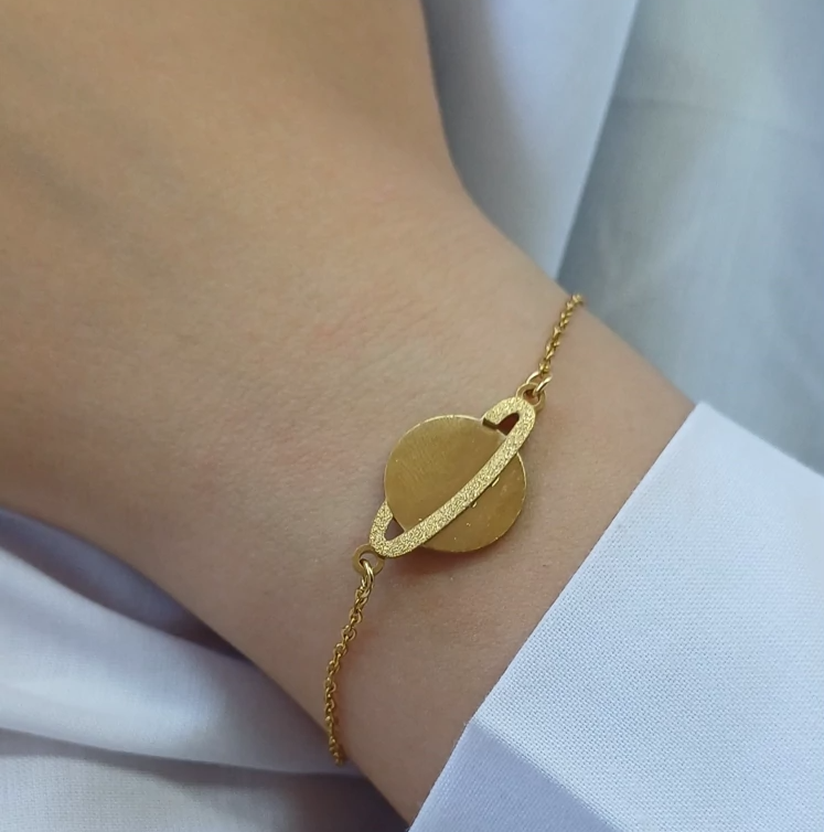 دستبند دخترونه ظریف زحل طلایی