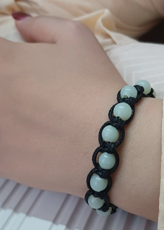 دستبند دخترانه بافت چرمی شب نما