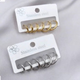 گوشواره حلقه ای ساده طلایی نقره ای استیل ضد حساسیت